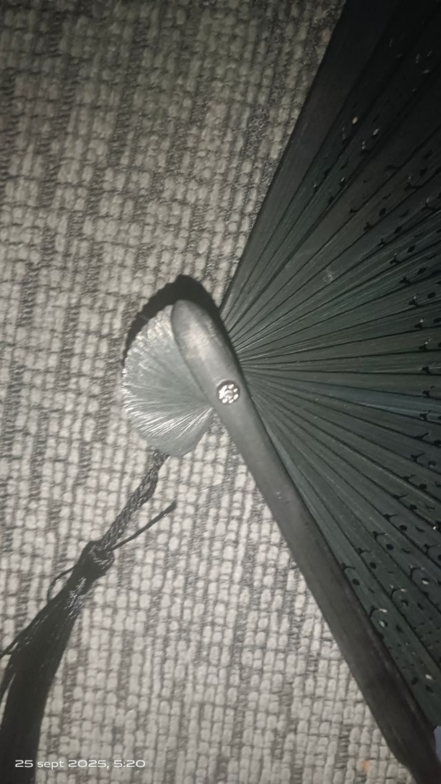 Abanico negro calado flores pintadas