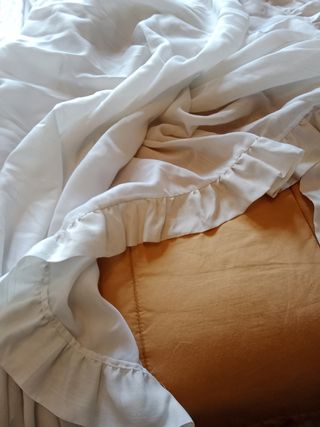 2 Cortinas Grandes Beige/Blanco