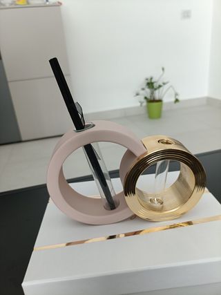Vasetto/profumatore oro e rosa cipria