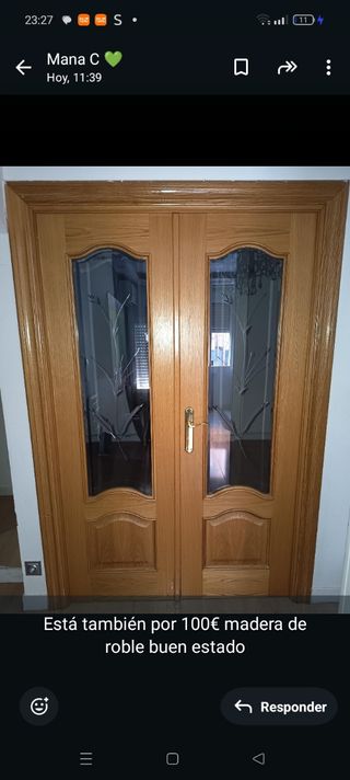 Puerta doble madera roble 150