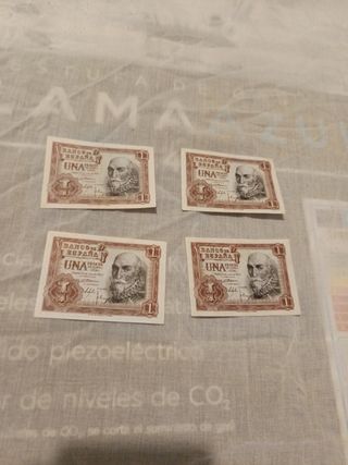 4 Billetes 1 Peseta Miguel de Cervantes 1953