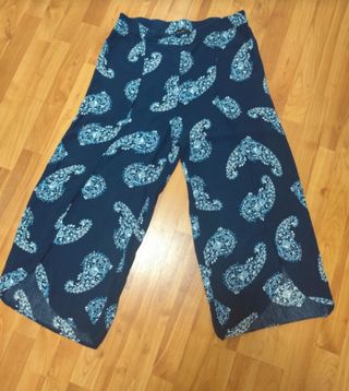 Pantalón ancho estampado paisley azul talla 44