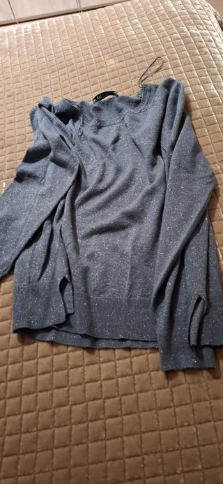 Jersey fino azul con brillos