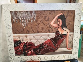 Quadro donna con abito rosso