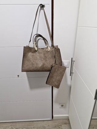 Bolso Zara Talla L Beige Cuero