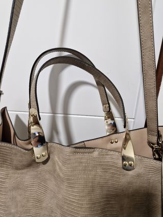 Bolso Zara Talla L Beige Cuero