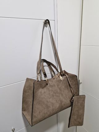 Bolso Zara Talla L Beige Cuero