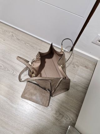 Bolso Zara Talla L Beige Cuero