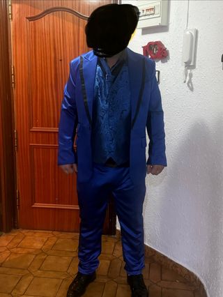 Traje de boda 3 piezas azul