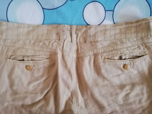 Pantaloni donna beige gessato