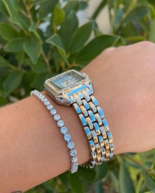 Reloj Mujer Serpiente Zirconia Dorado Plateado