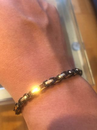 Pulsera Acero Hombre Negra y Dorada Estreno.