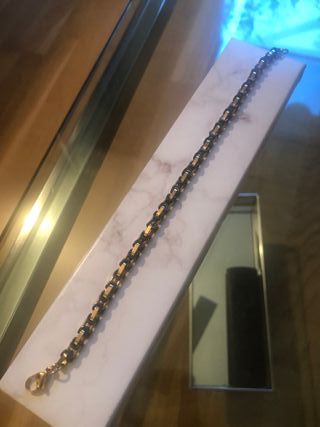 Pulsera Acero Hombre Negra y Dorada Estreno.