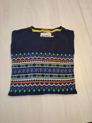 Jersey Pepe Jeans azul con estampado geométrico