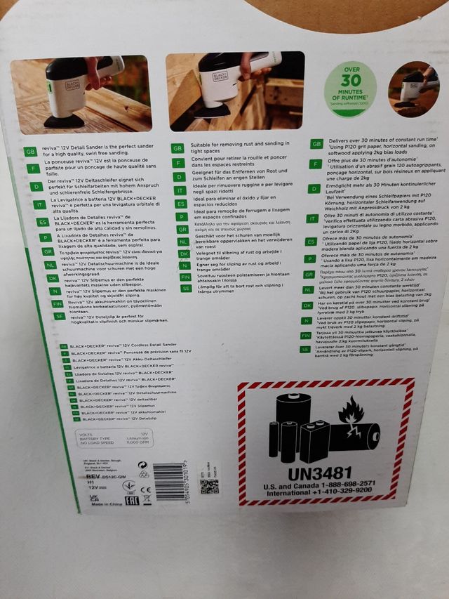 Lijadora Inalámbrica Black+Decker Reviva 12V