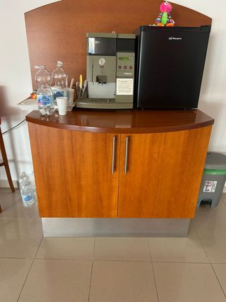 Mueble de madera con puertas y mini-nevera