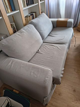 Sofá de tela gris de 3 plazas