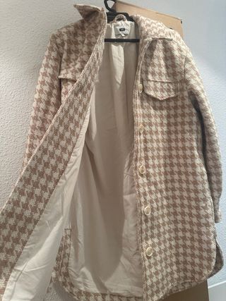 Chaqueta Oversized Houndstooth Beige Talla Única