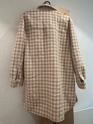 Chaqueta Oversized Houndstooth Beige Talla Única