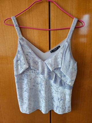 Camiseta Mango Lila Terciopelo Talla XS