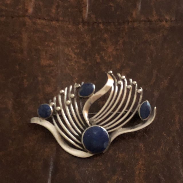 Broche Vintage Lapislázuli Plata