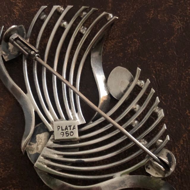 Broche Vintage Lapislázuli Plata