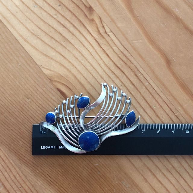 Broche Vintage Lapislázuli Plata