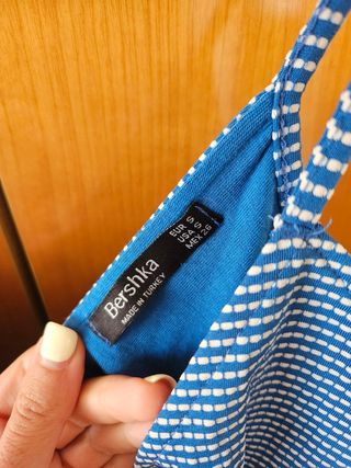 Body Bershka Talla S Mujer Azul y blanco