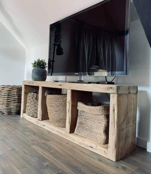 Mueble TV Rústico Madera Maciza