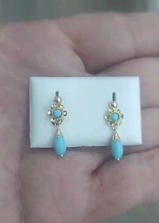 Pendientes BEBÉ Turquesas en Oro de 18k. 