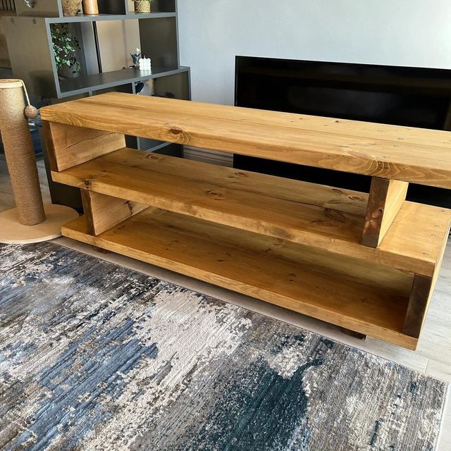 Mueble TV rústico madera maciza