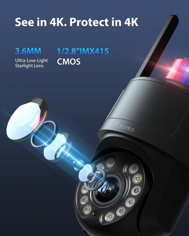 Cámara Vigilancia Exterior Ctronics 4K Zoom 5X