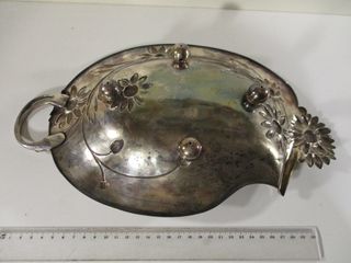NO ENVÍO - BANDEJA ANTIGUA MODERNISTA PLATA 35 cm.