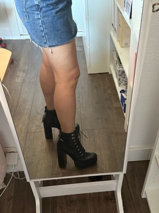 Botines Zara negros con cordones y plataforma