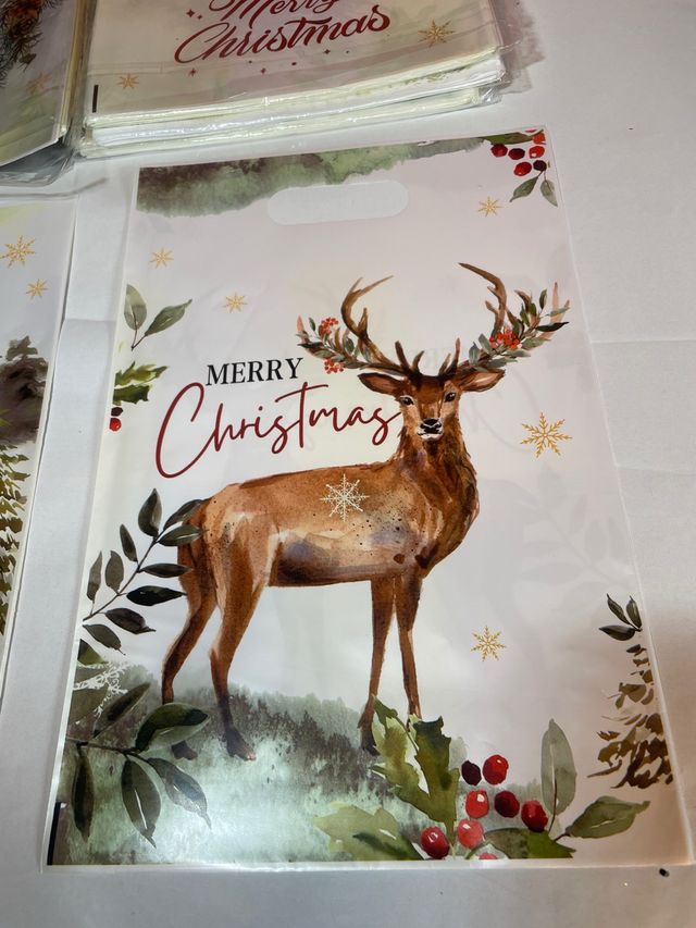 50 Bolsas de Regalo Navideñas con Asa