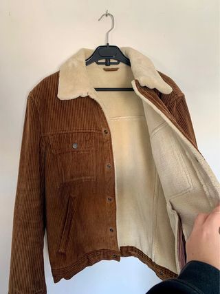 Chaqueta Aviador Mango Marrón y Blanco