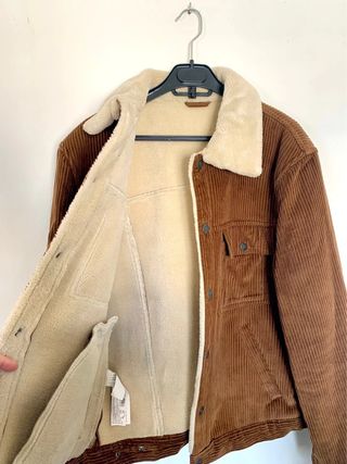 Chaqueta Aviador Mango Marrón y Blanco