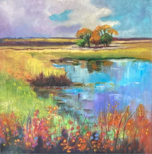 Cuadro al óleo Paisaje Anochecer