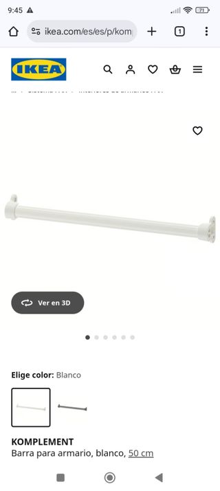 Barra armario Ikea Komplement 50 cm