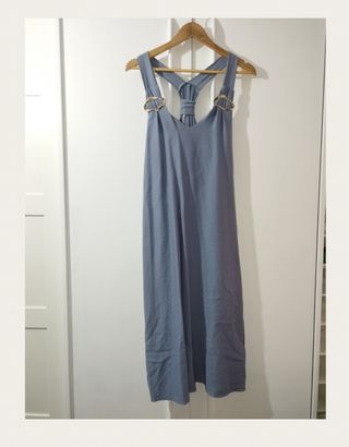 Vestido largo tirantes con aros azul