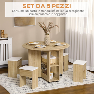 Set Tavolo e Sedie 5 Pezzi in Truciolato, Tavolo R