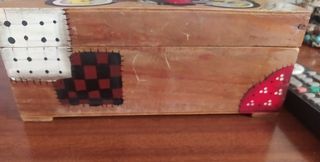 Caja de madera decorada oso moto