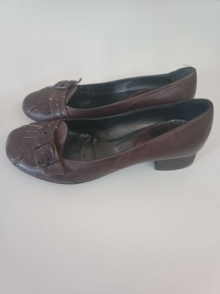 Scarpe donna marroni con fibbia