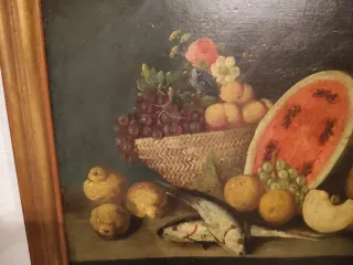 Cuadro antiguo óleo sobre lienzo bodegón