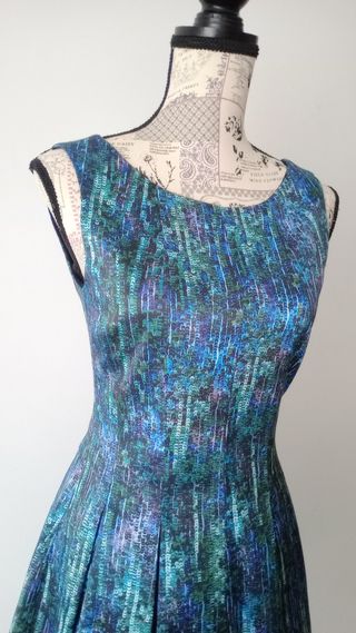 Vestido fiesta Zara verde y azul