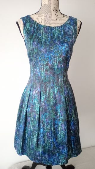 Vestido fiesta Zara verde y azul