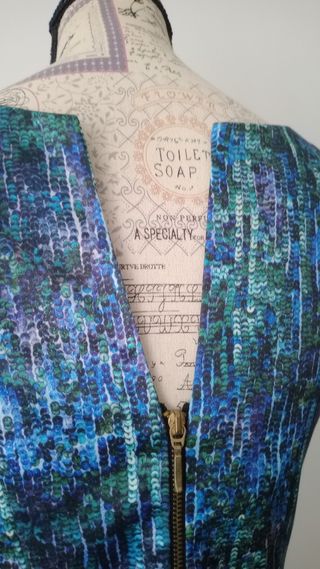 Vestido fiesta Zara verde y azul