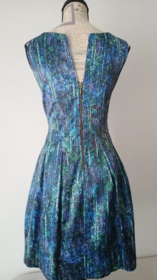 Vestido fiesta Zara verde y azul