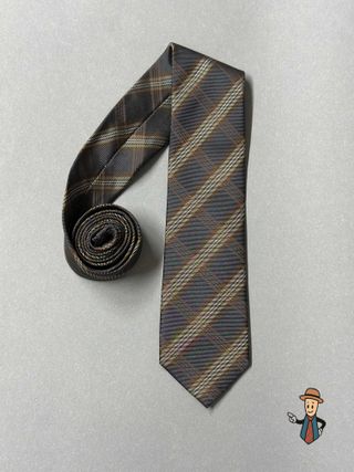 Corbata Westbury Cuadros y Rayas Marrón Gris