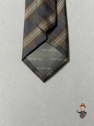 Corbata Westbury Cuadros y Rayas Marrón Gris